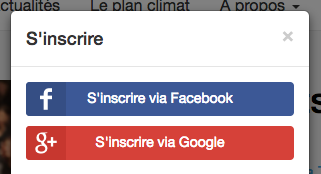 Illustration de l'inscription via Facebook et Google