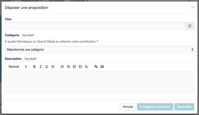 Illustration du dépôt d'une proposition